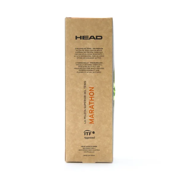 Мяч теннисный HEAD Marathon 3B, 578183, крафт. упак.3шт, без давления, фетр, нат.резина,желтый за 1&nbsp;055.70 ₽ в Челябинске